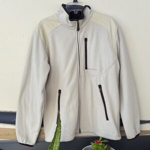 Nautica Cream Fleece Zip Jacket with Dark Trim